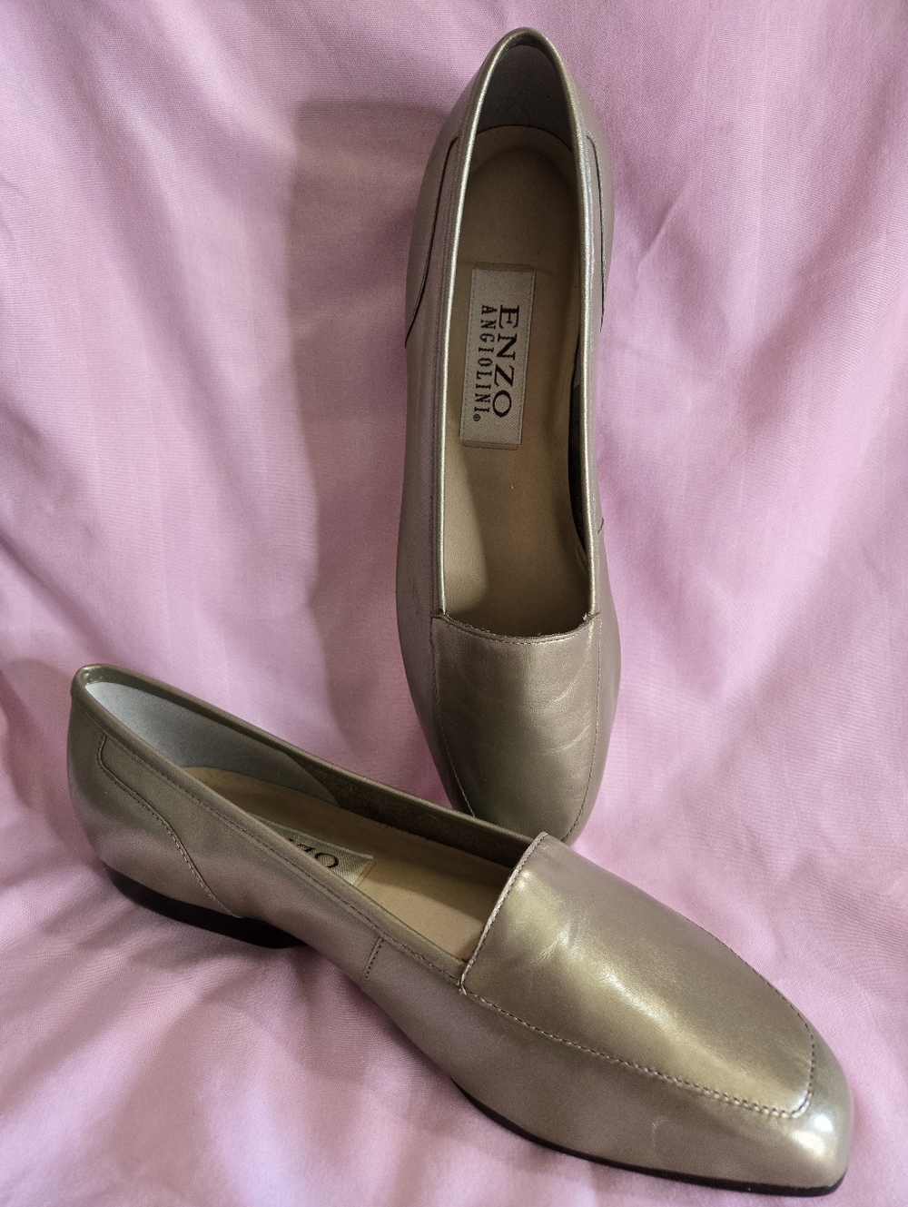 Enzo Angiolini Metallic Taupe Slip-On Loafers NWOT